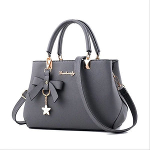 Vintage Top-Handle Handbag with Bowknot Star Pendant