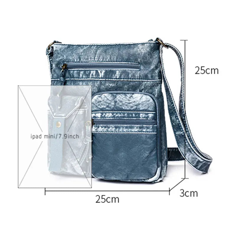 Vintage PU Leather Tote Bag Large Capacity Crossbody Messenger