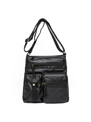 Vintage PU Leather Tote Bag Large Capacity Crossbody Messenger