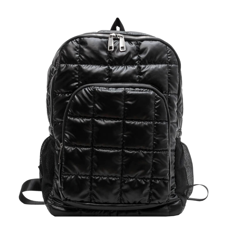 Winter Quilted Plaid Women's Backpack Casual Female Backpacks