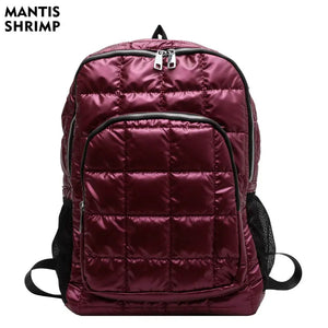 Winter Quilted Plaid Women's Backpack Casual Female Backpacks