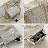 Women Shoulder Bag Chain Woven Messenger Portable Small Square Bag