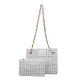 Women Shoulder Bag Chain Woven Messenger Portable Small Square Bag