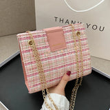Women Shoulder Bag Chain Woven Messenger Portable Small Square Bag