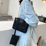 Women Shoulder Bag Chain Woven Messenger Portable Small Square Bag