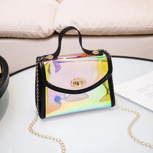 Women Shoulder Bag Transparent Jelly PU Small Square Bag