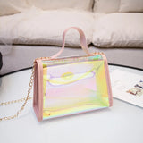 Women Shoulder Bag Transparent Jelly PU Small Square Bag