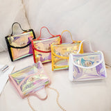 Women Shoulder Bag Transparent Jelly PU Small Square Bag