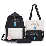 4pcs/Set Female Casual Canvas Travel Backpacks Girls School Book Bags