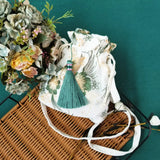 Chinese Style Embroidered Flower Crossbody Bag Tassel Purse Hanfu Accessory