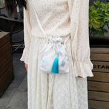 Chinese Style Embroidered Flower Crossbody Bag Tassel Purse Hanfu Accessory