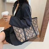 Snakskin Pattern Shoulder Bag Lady Large Capacity Shopping Bag Women Totes