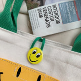 Canvas Smiley Buckle Shoulder Bag Large Capacity Tote