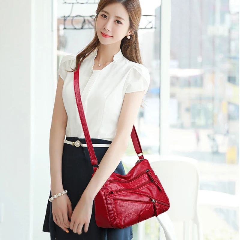Women Crossbody Pack PU Leather Messenger Bag