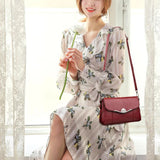 Women Crossbody Bag PU Leather Black&Red