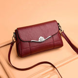 Women Crossbody Bag PU Leather Black&Red