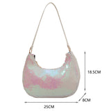 Silver Metal Sequins Chain Woven Bag Hollow Evening Clutch Female Handbag