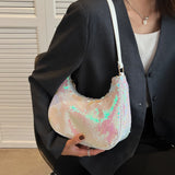 Silver Metal Sequins Chain Woven Bag Hollow Evening Clutch Female Handbag