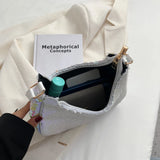 Silver Metal Sequins Chain Woven Bag Hollow Evening Clutch Female Handbag