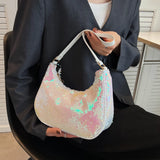 Silver Metal Sequins Chain Woven Bag Hollow Evening Clutch Female Handbag