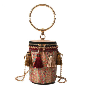 Embroidery Cross Body Messenger Bag Chain National Style Shoulder Bag