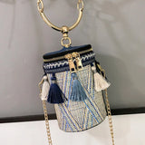 Embroidery Cross Body Messenger Bag Chain National Style Shoulder Bag