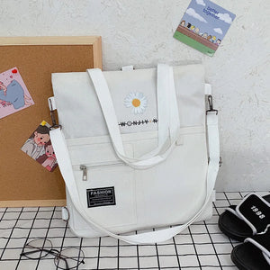 Canvas Crossbody Bag Shoulder Backpack Girls Women Student Tutorial Bags