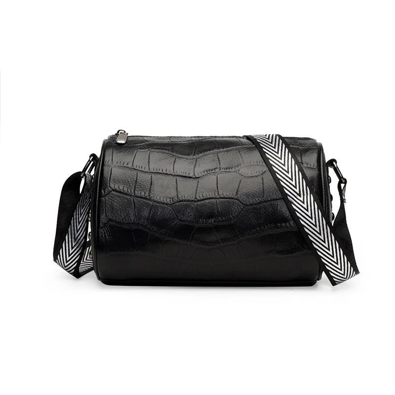 Crocodile Grain Cowhide Shoulder Messenger Bags Women's Leather Tote