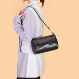 Crocodile Grain Cowhide Shoulder Messenger Bags Women's Leather Tote
