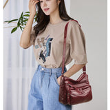 Retro PU Leather Shoulder Bag Casual Hobo Messenger Large Capacity