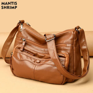 Retro PU Leather Shoulder Bag Casual Hobo Messenger Large Capacity