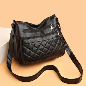 Retro PU Leather Shoulder Bag Diamond Lattice Hobos Vintage Tote Bag