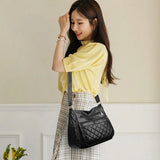 Retro PU Leather Shoulder Bag Diamond Lattice Hobos Vintage Tote Bag