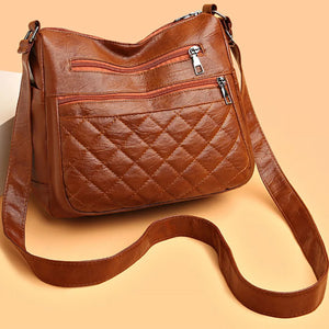 Retro PU Leather Shoulder Bag Diamond Lattice Hobos Vintage Tote Bag