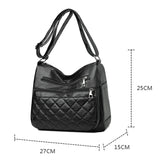 Retro PU Leather Shoulder Bag Diamond Lattice Hobos Vintage Tote Bag