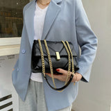 Leather Tote Bag Chain Crossbody Bags Large Capacity