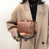 Vintage Women Messenger Bag Red Leather Clutch