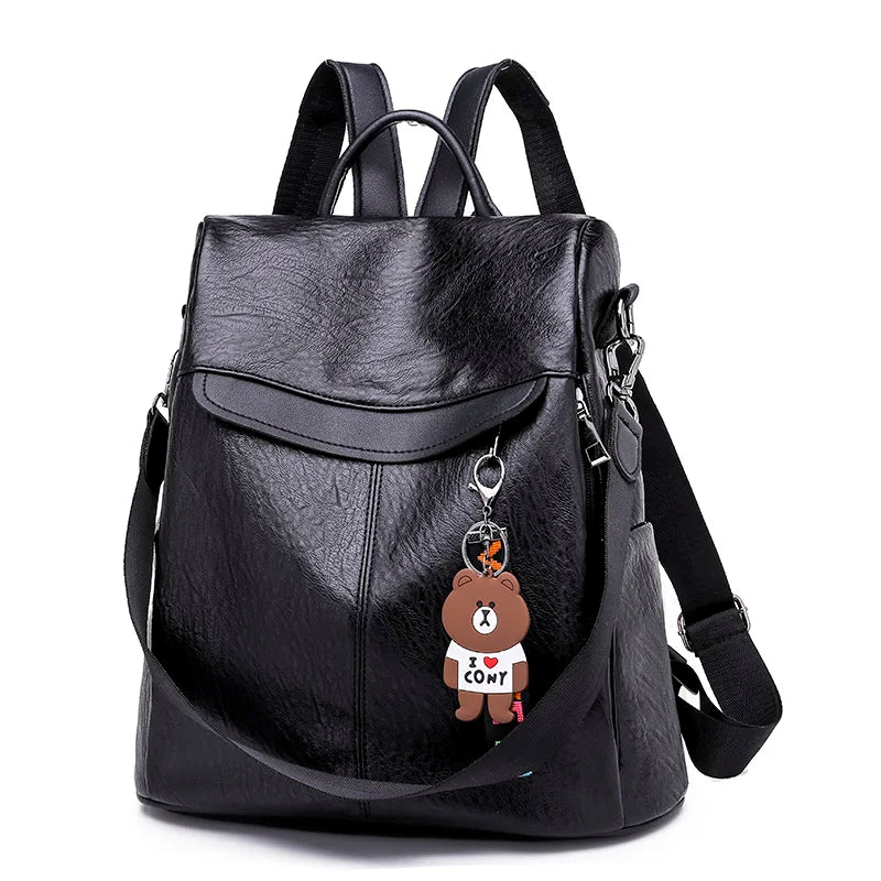Multifunction Women Backpack School Bag Leather Sac A Dos