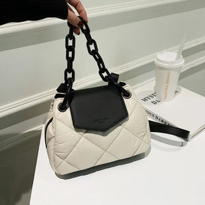 Diamond Lattice Bucket Handbags Tote Bags for Women