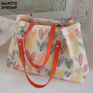 Heart Pattern Shoulder Bags High Capacity Handbags