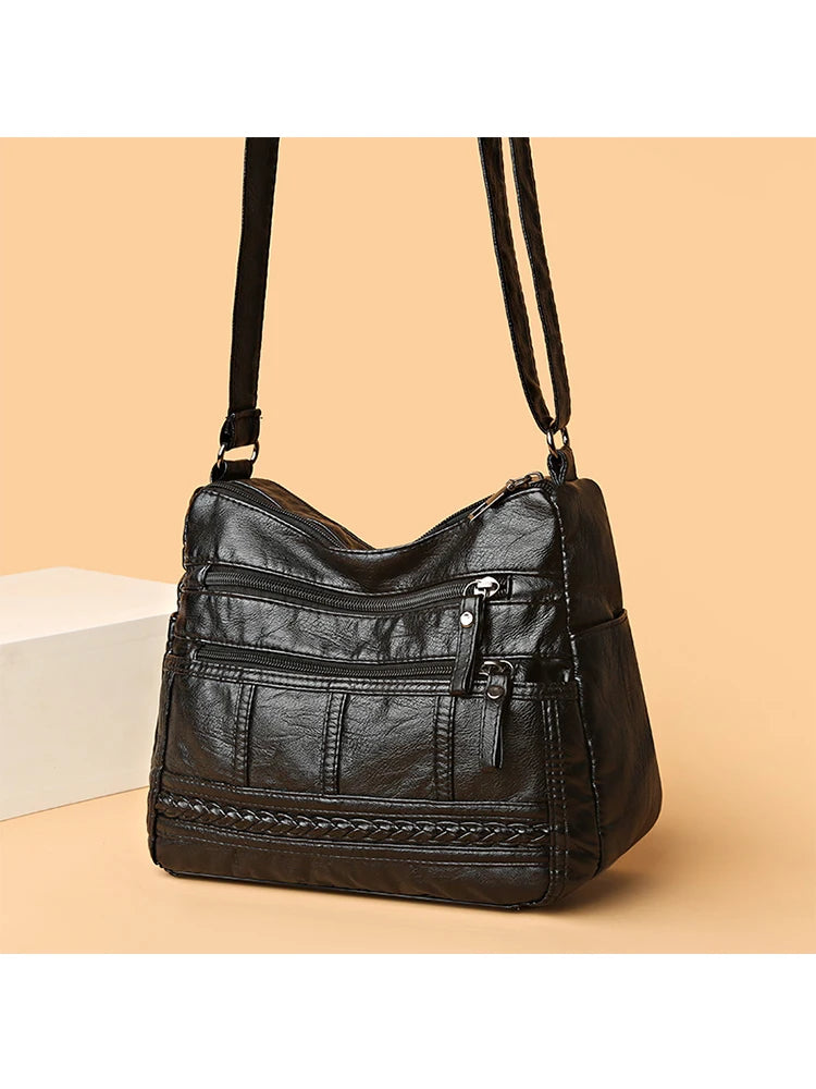 Vintage PU Leather Shoulder Messenger Bags Famous Crossbody Packs