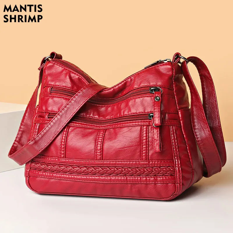 Vintage PU Leather Shoulder Messenger Bags Famous Crossbody Packs