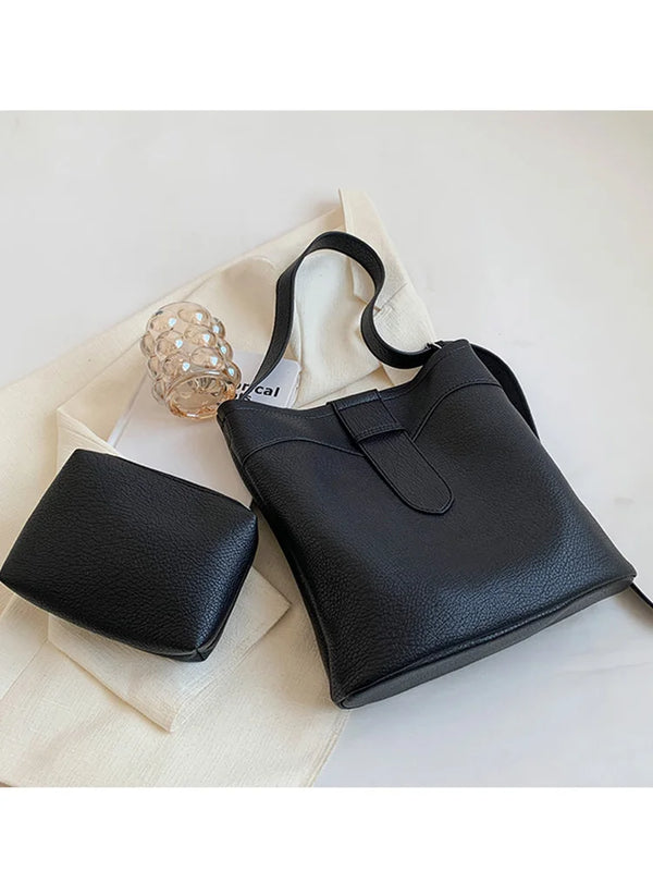 Women Bags Retro Soft PU Leather Shoulder Bags Large Capacity Totes