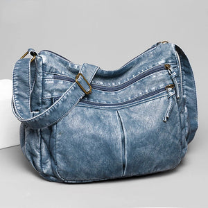 Vintage Washed Leather Shoulder Bag Handbags Crossbody Classic Messenger Pack