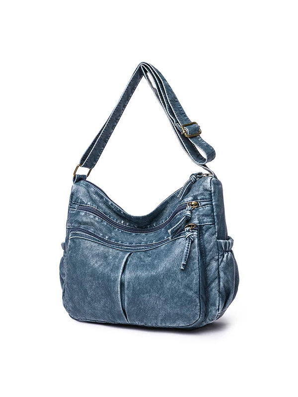 Vintage Leather Shoulder Bag Crossbody Messenger Hobo Brown