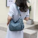 Women Washed Leather Shoulder Bag Vintage Handbags
