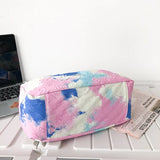 Women Shoulder Bag Tie-Dye Contrast Nylon Wide Strap Messenger Bag