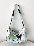 Women Shoulder Bag Tie-Dye Contrast Nylon Wide Strap Messenger Bag