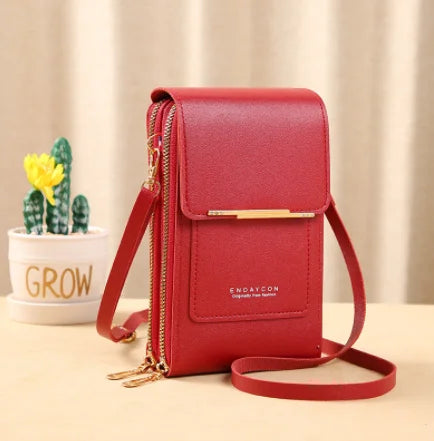 Soft Leather Wallets Touch Screen Purse Crossbody Handbag