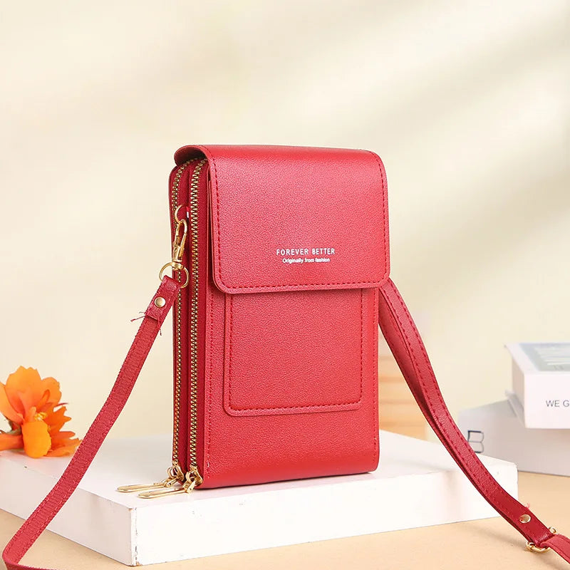 Women Soft Leather Cell Phone Purse Crossbody Handbag